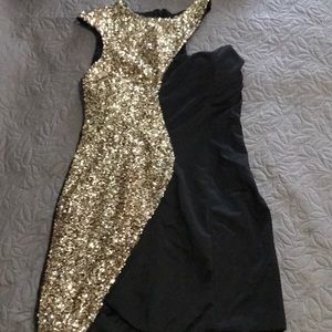 Black and gold cocktail dress